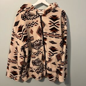 Aztec Pattern Fleece Jacket